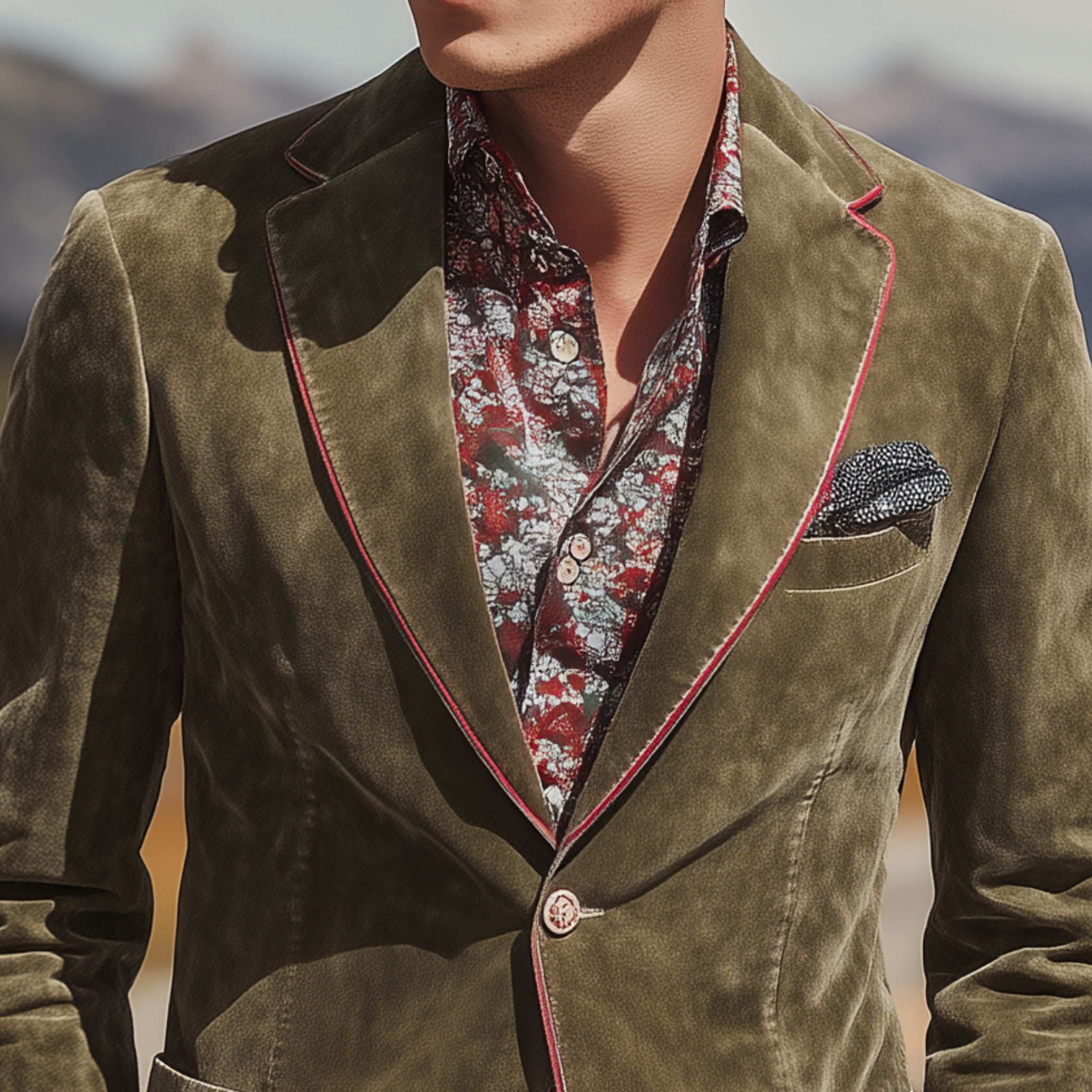 Men's Classic Casual Western Style Single-breasted Suede Slim-fit Blazer MTA0825I0K