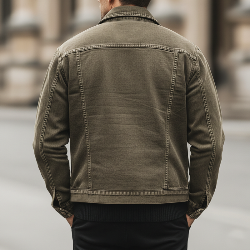 Men's  Urban Classic Distressed Army Green Denim Jacket MTA1808L3U