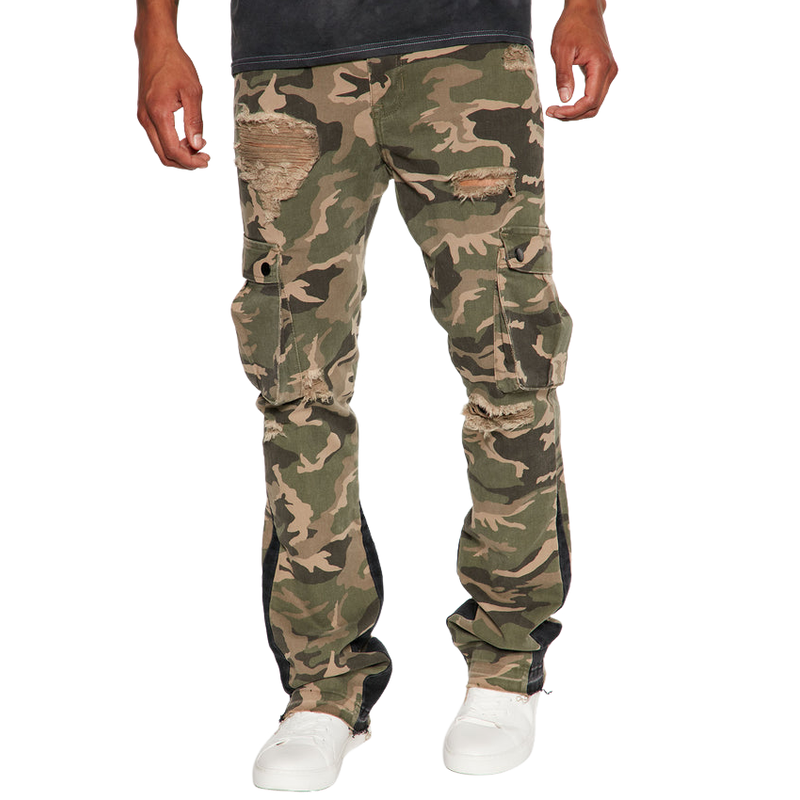 Menn, fritids-, allsidig multi-lomme, distressed Camouflage Cargo-bukser 63787992F