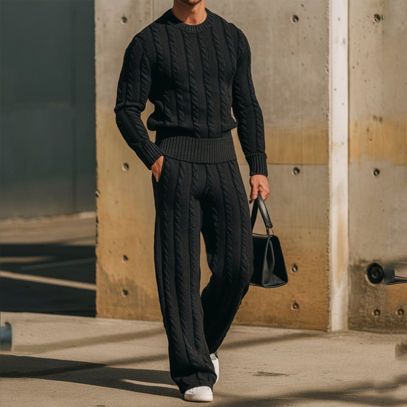 Men's Urban Solid Color Jacquard Knit Casual Pants MTA2211L2U