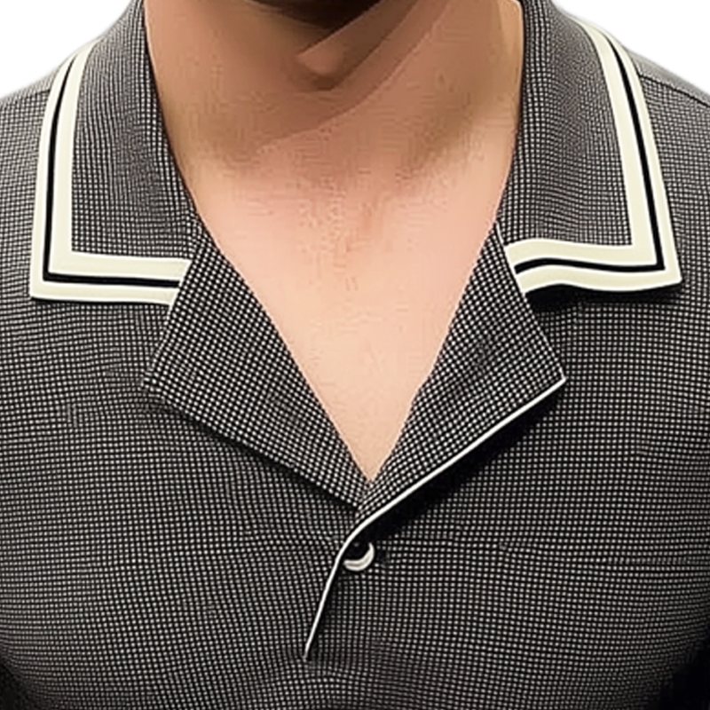 Men's Business Notch Lapel Stitching Short-sleeved T-shirt MTA2176G7U