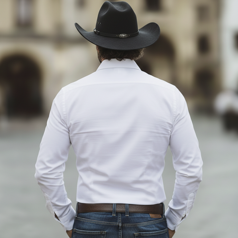 Men's Business Casual Solid Color Cotton Blend Long-sleeved Shirt MTZ1252A8U