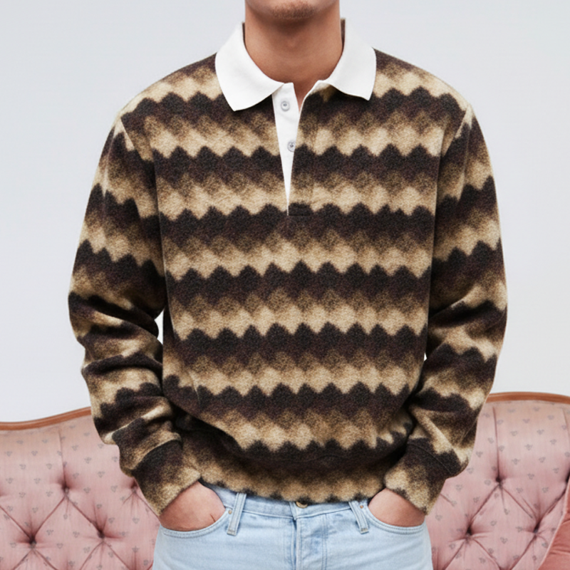 Men's Classic Colorblock Diamond Faux Sherpa Sweatshirt MTA1523J1U