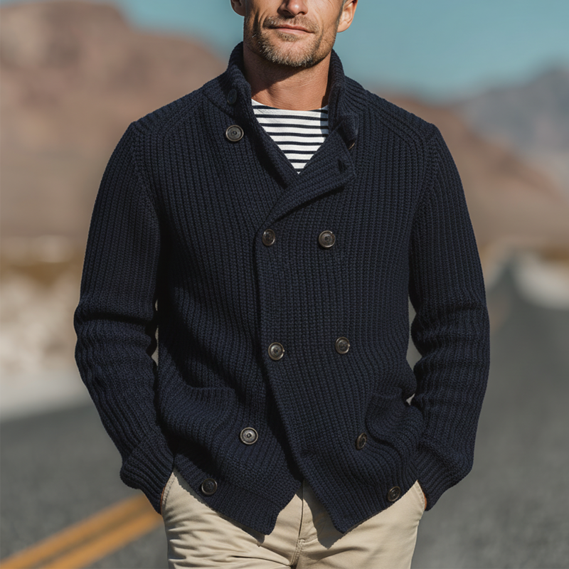 Men's Autumn And Winter Fashion Double-breasted Cotton Yarn Knitted Cardigan MTA2325I7P
