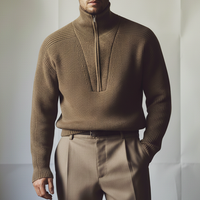 Men's Vintage Warm Zip-up Stand-collar Knitted Sweater MTA3041K4U