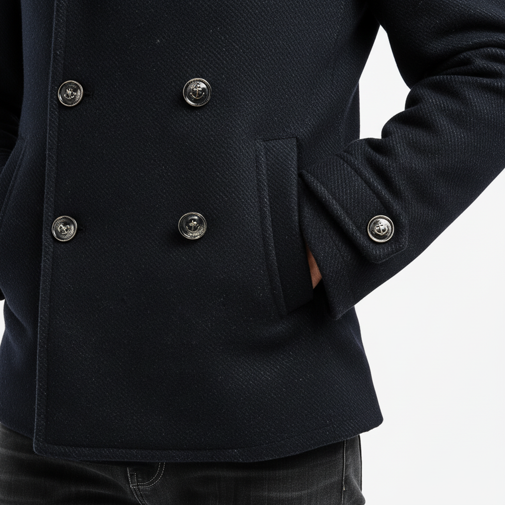 Men's Classic Retro Lapel Double-breasted Faux Wool Short Coat MTA2689I2K