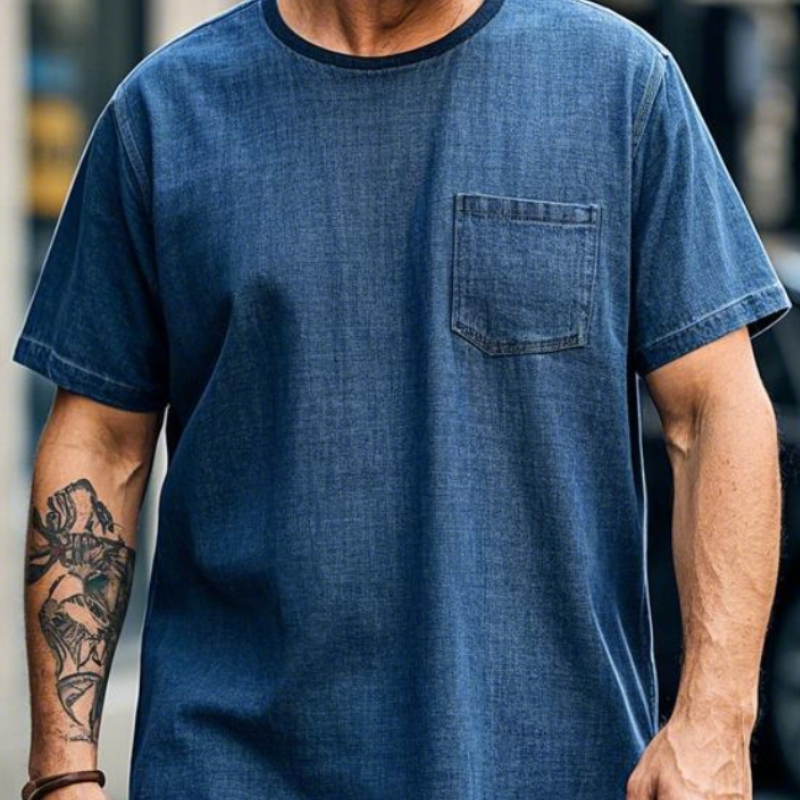 Men's Vintage Casual Loose Round Neck Cotton Blend Short Sleeve T-Shirt 55986471F