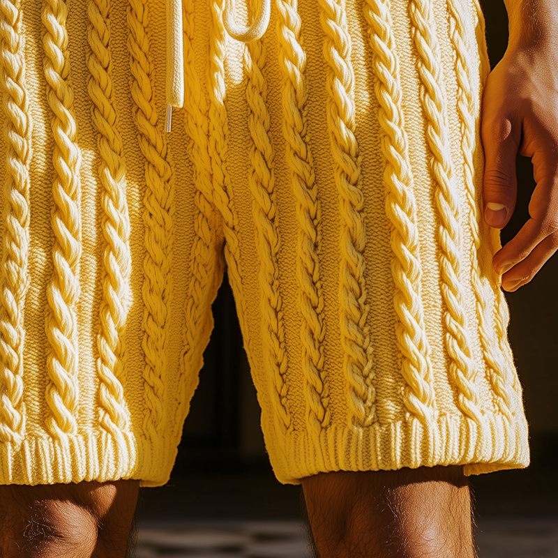 Men's Summer Fashion Casual Three-Dimensional Texture Knitted Elastic Waist Shorts MTA2066F5K