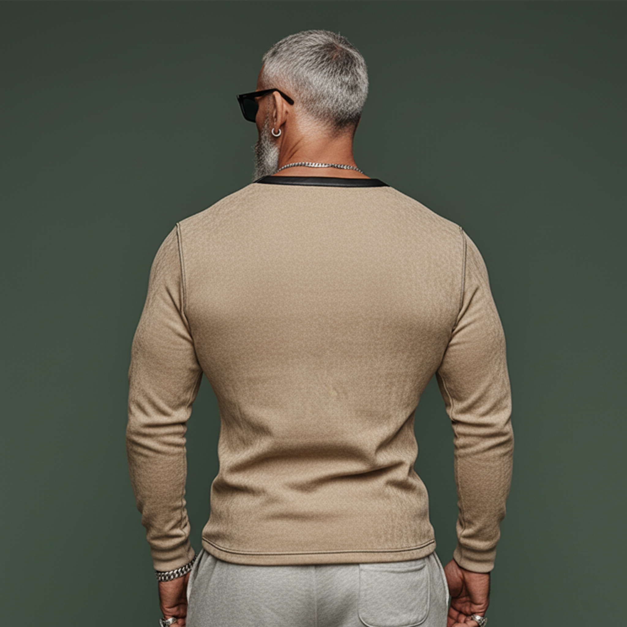 Men's Classic Casual PU Leather Henley Collar Slim Fit Faux Suede Long-Sleeve T-Shirt MTA2597K6K