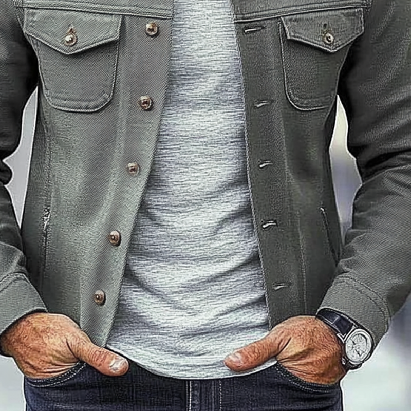 Men's Cotton Blend Twill Lapel Single-breasted Slim-fit Jacket MTA1600H6X