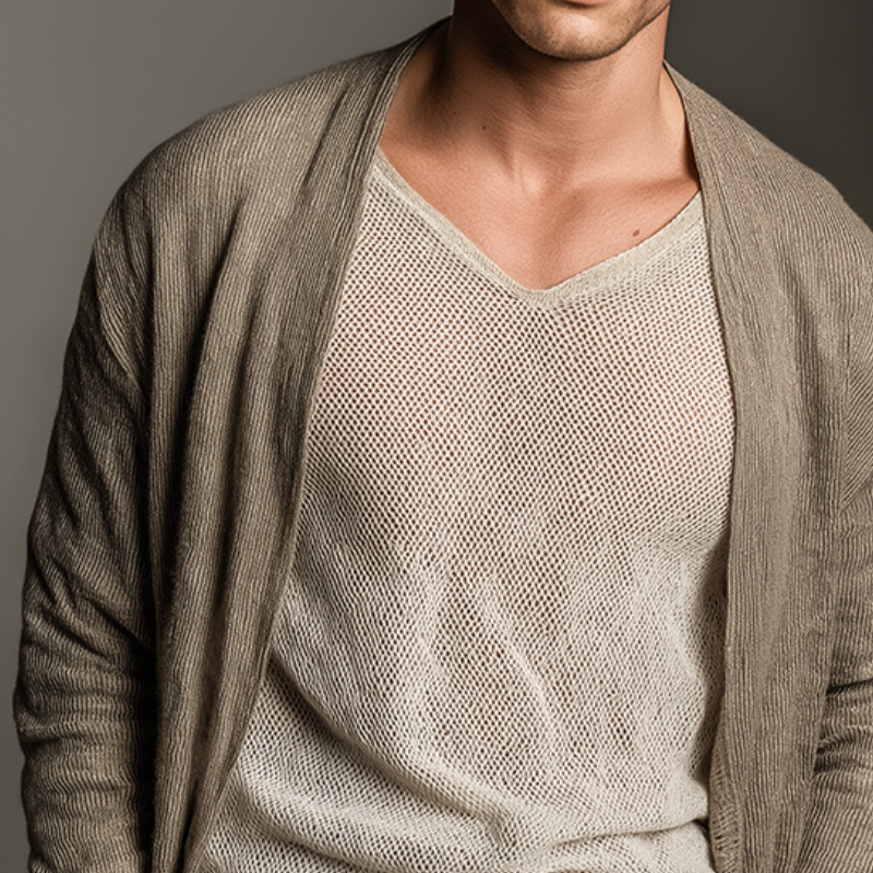 Men's Retro Casual Knitted Thin Buttonless Cardigan MTA0990L1TO