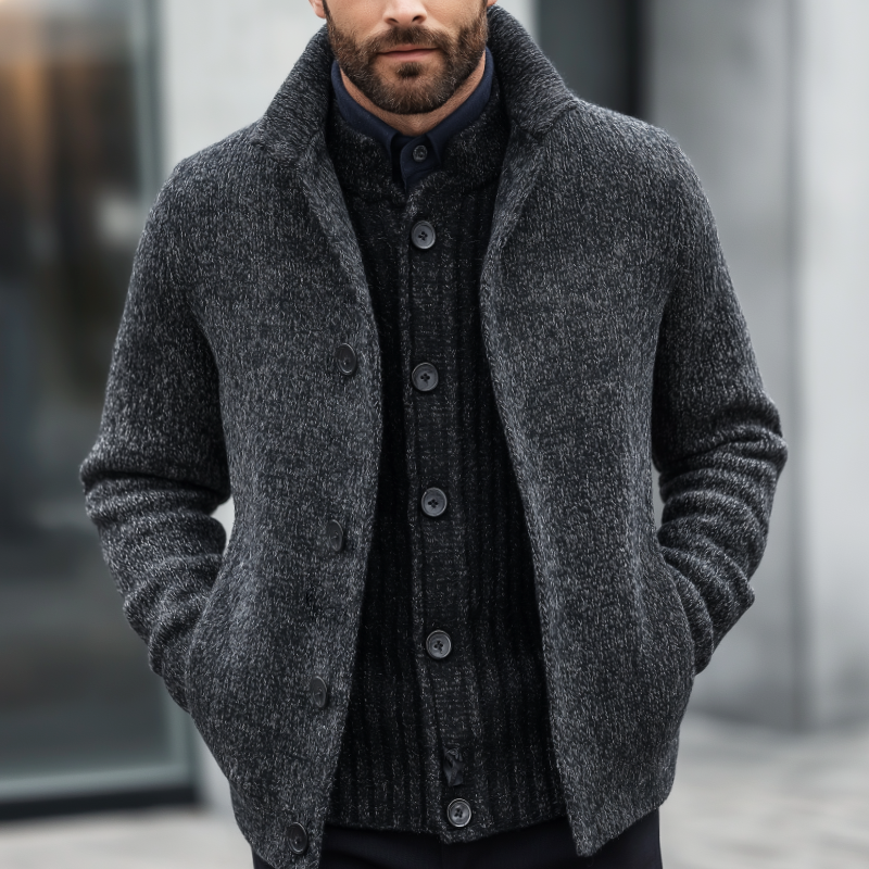 Men's Retro Casual Knitted Stand Collar Cardigan Jacket MTA0478K0TO