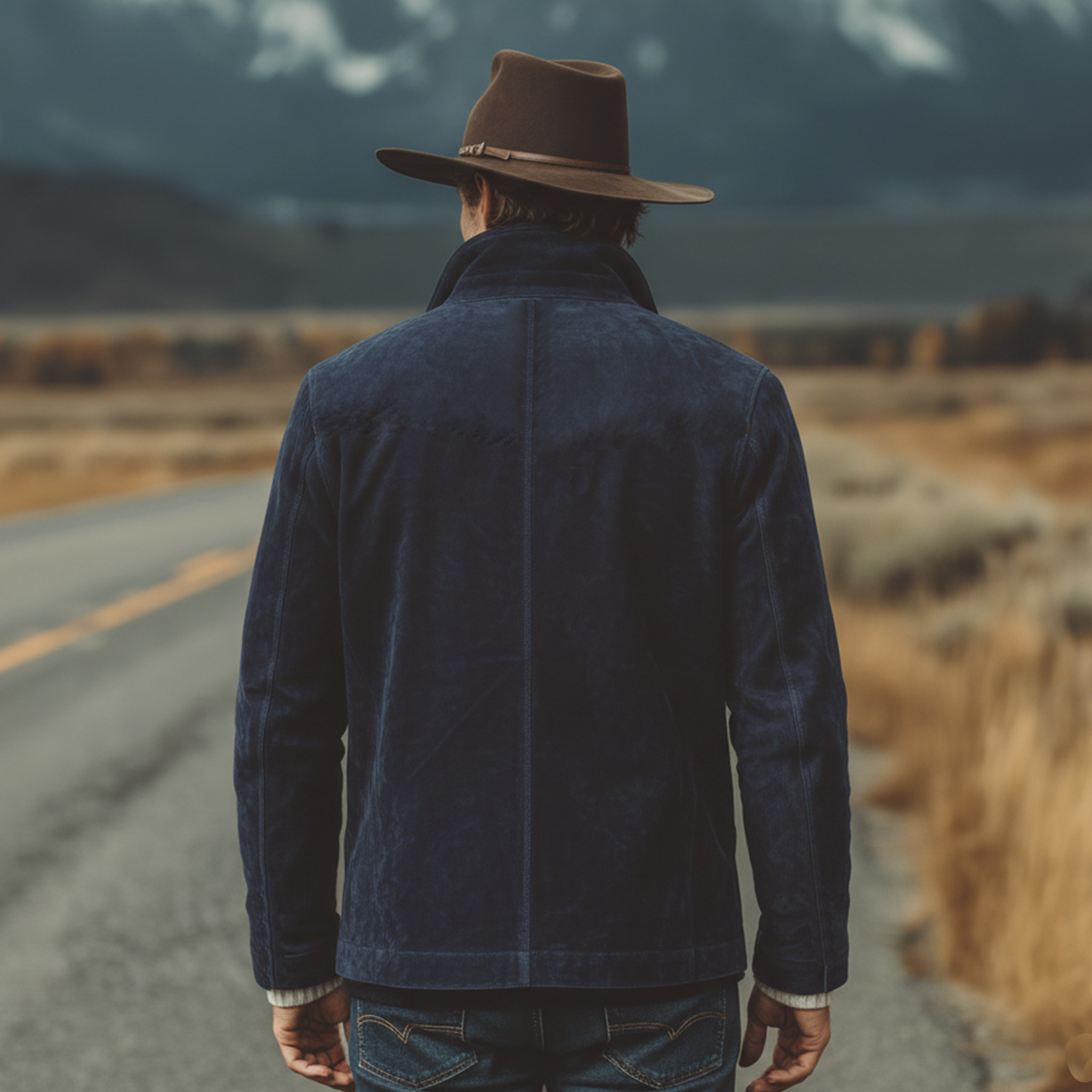 Men's Classic Retro Western Style Stand-up Collar Faux Suede Jacket MTA2485K7K