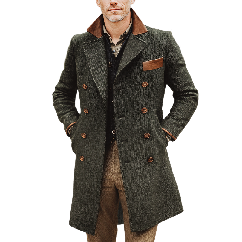 Men's Classic Color-block Double-breasted Coat MTA2272I3U