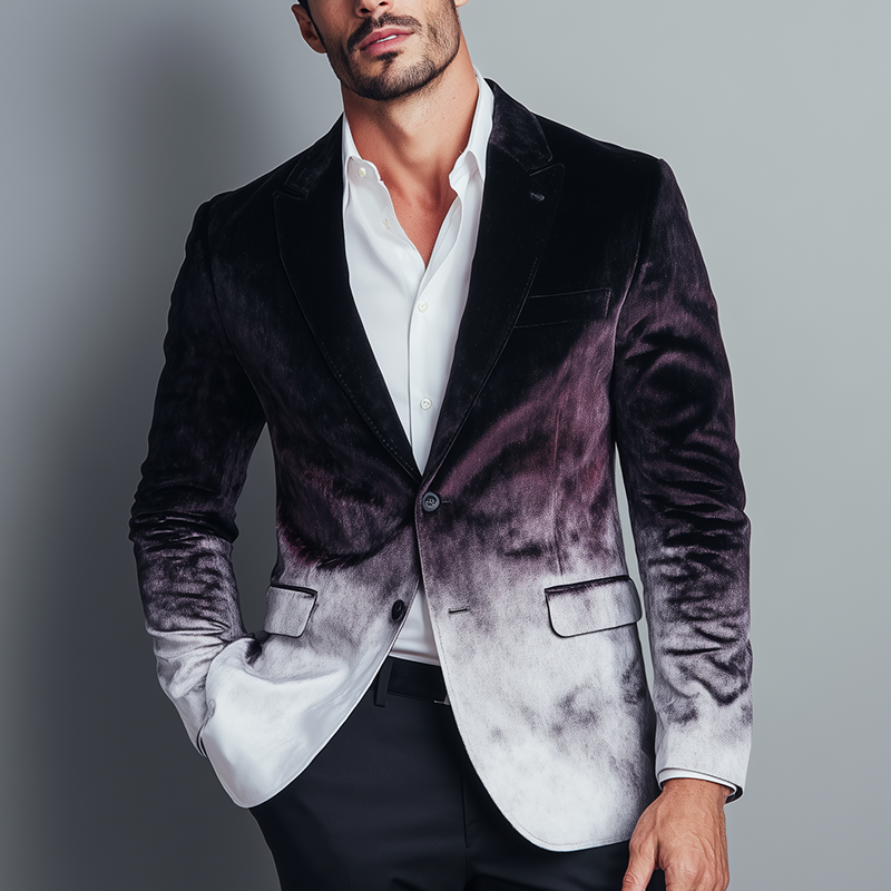 Men's Fashion Gradient Print Velvet Banquet Blazer MTA1539H8P