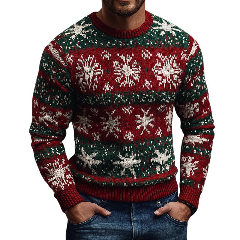 Men's Retro Casual Christmas Crew Neck Sweater MTA0570K6TO