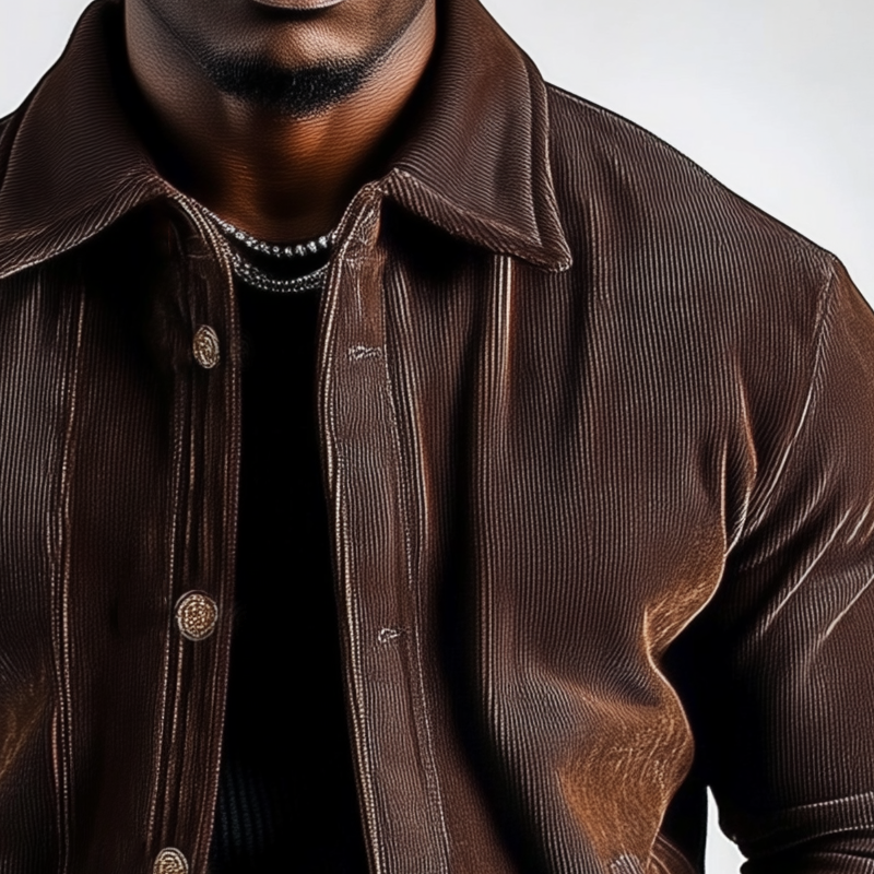 Men's Vintage Solid Color Corduroy Lapel Jacket MTA2090H2X