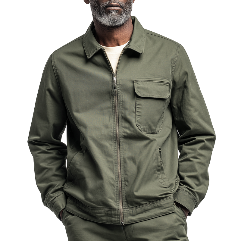 Men's Vintage Washed Cotton Long Sleeve Jacket MTA0567H8P