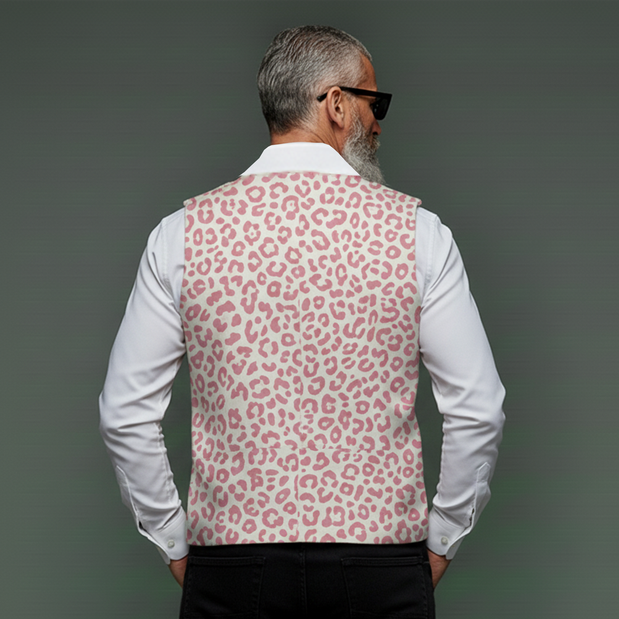 Men's Classic Casual Lapel Leopard Print Denim Vest MTA1917L2K