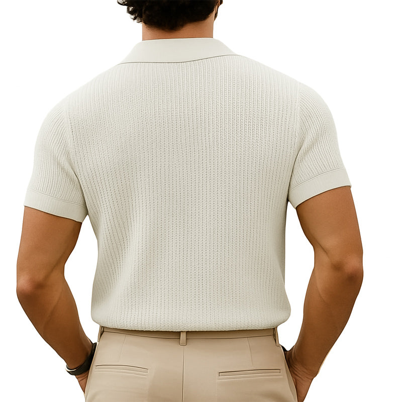 Men's Summer Classic Knitted Breathable V Neck T-Shirt MTA2982D2U