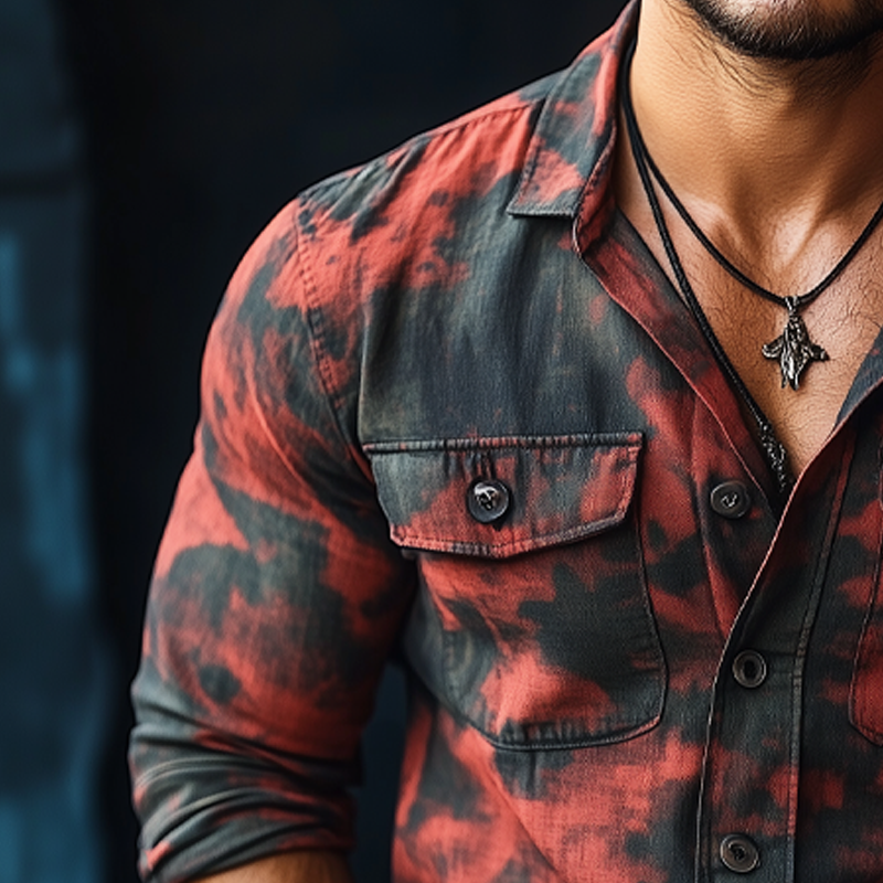 Men's Spring And Autumn Printed Long Sleeve Shirt MTA0120H6U