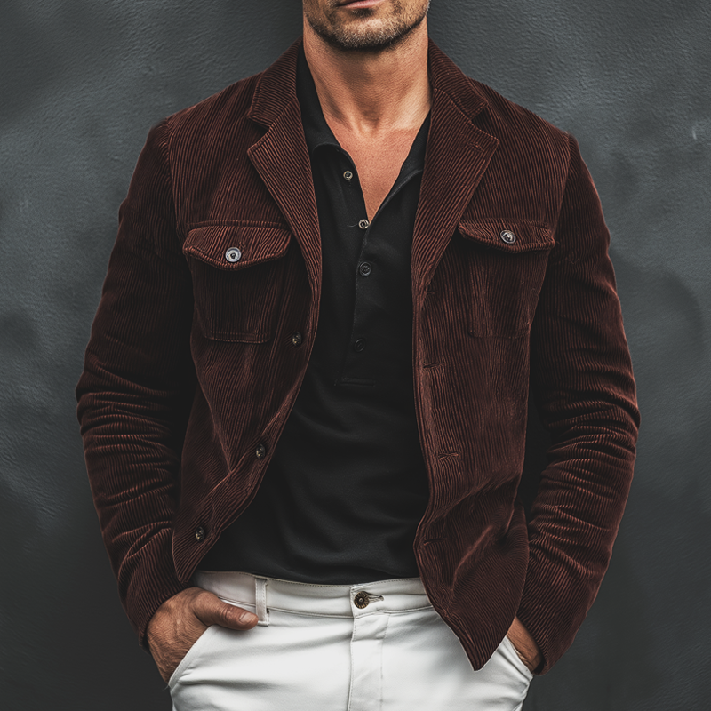 Men's Vintage Corduroy Button-Up Jacket MTA2816J8U