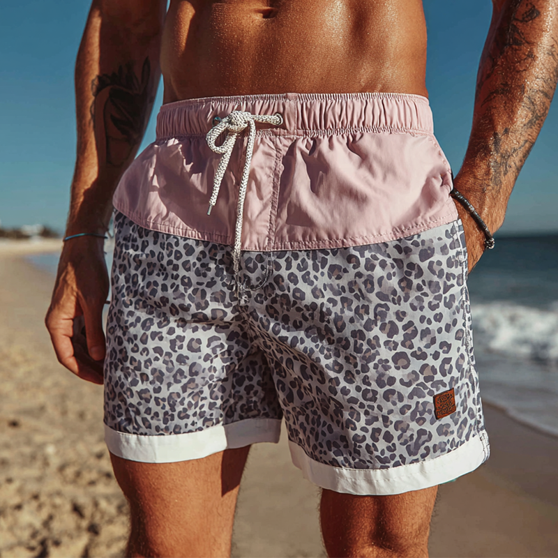 Men's Leopard Print Elastic Sports Shorts MTA0716G8X