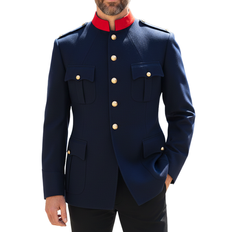 Men's Classic Color-block Stand-up Collar Button-up Jacket MTA2373I2U