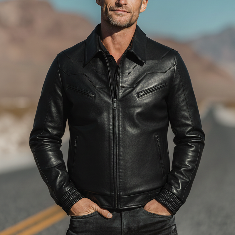 Men's Autumn And Winter Fashion Lapel PU Leather Jacket (with Lining) MTA2338I4P