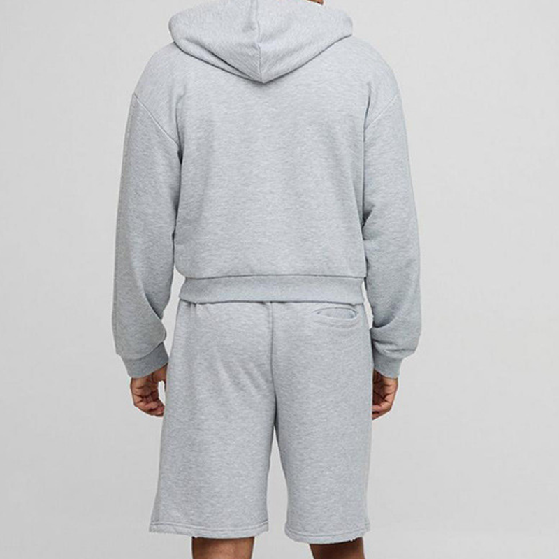 Herre ensfargede sportsshorts med lange ermer, avslappet sett i to deler MTA3041F4X