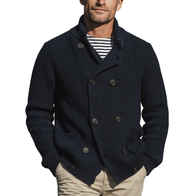 Men's Autumn And Winter Fashion Double-breasted Cotton Yarn Knitted Cardigan MTA2325I7P