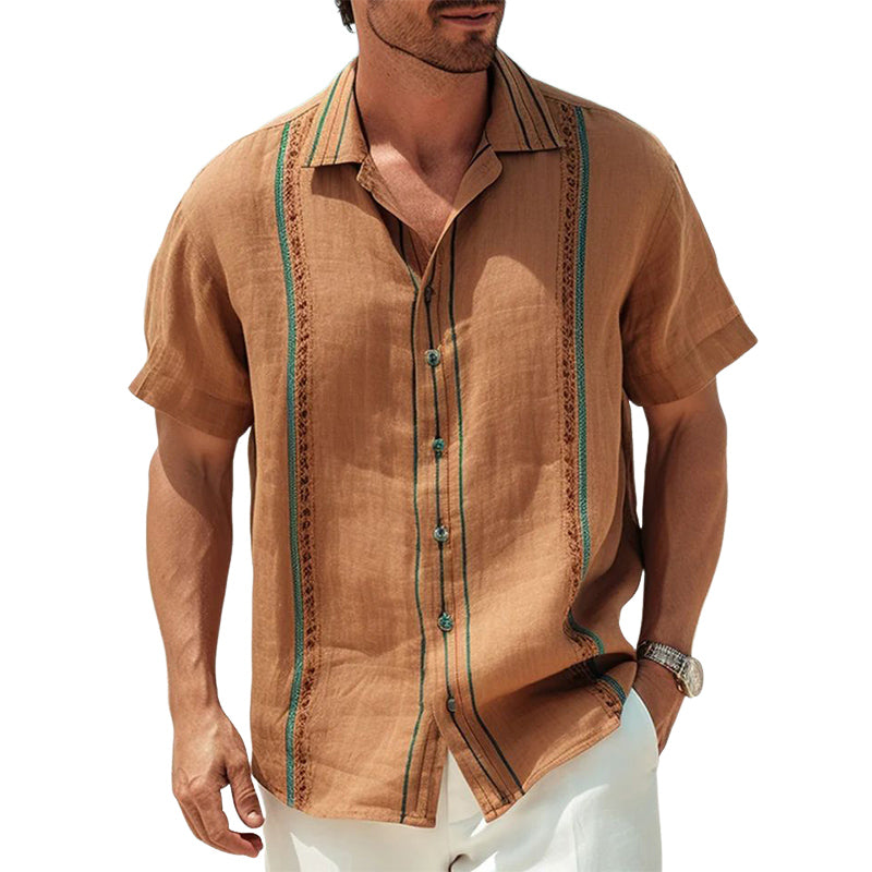 Men's Summer Vintage Embroidered Short Sleeve Shirt MTA0622E1U