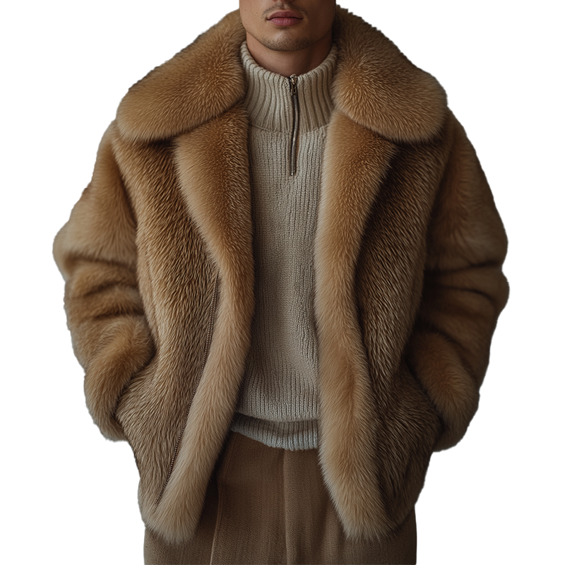 Men's Winter Vintage Faux Mink Fur Zip-up Jacket MTA0412L6P