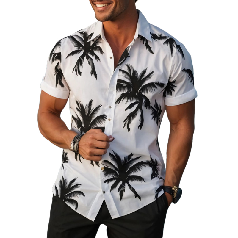 Hawaiian Coconut Tree Print kortermet skjorte for menn 71833410U