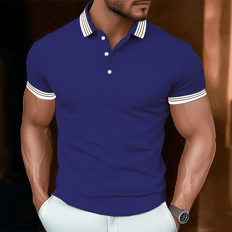 Men's Basic Business Stitching Cotton Short Sleeve POLO Shirt MTA2453G7U