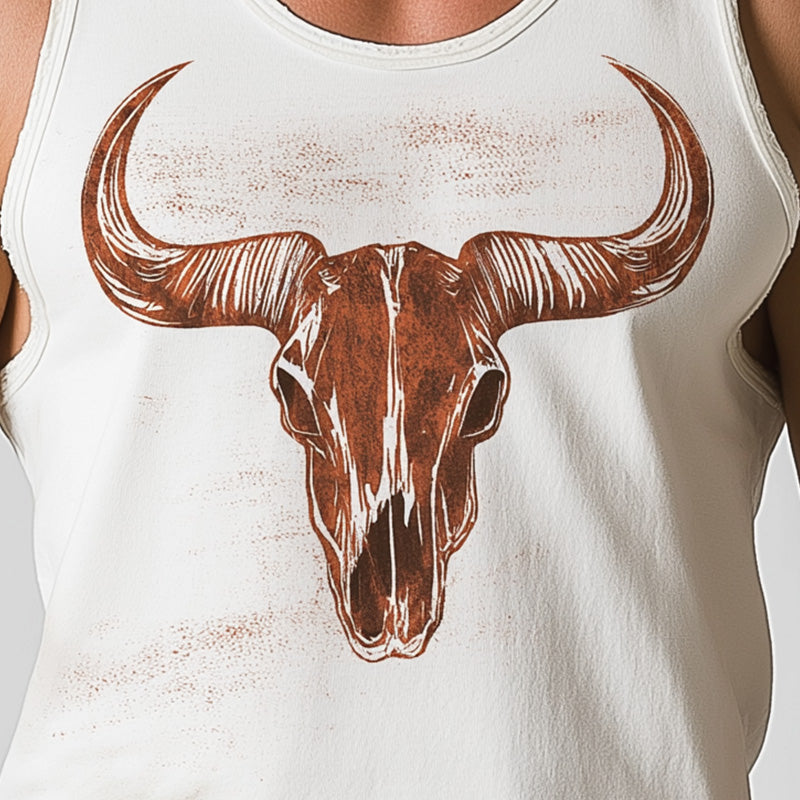 Men's Summer Western Denim Printed Cotton Blended Tank Top MTA2955D9P