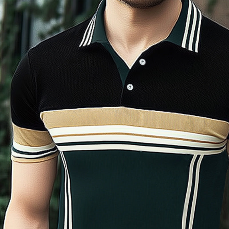 Men's Summer Business Colorblock Knitted POLO Shirt MTA1432E2U