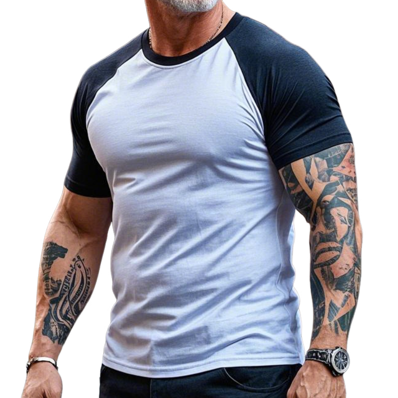 Men's Vintage Casual Round Neck Cotton Blend Short-sleeved T-shirt 55611291F