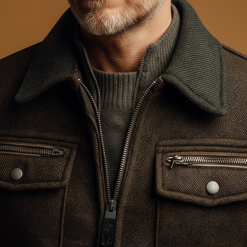 Men's Winter Vintage Herringbone Faux Wool Jacket MTA2788J8P