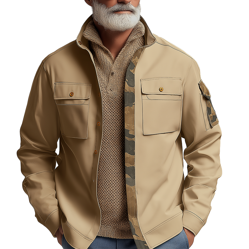 Men's Vintage Camouflage Cotton Blend Panel Jacket MTA1123H4P