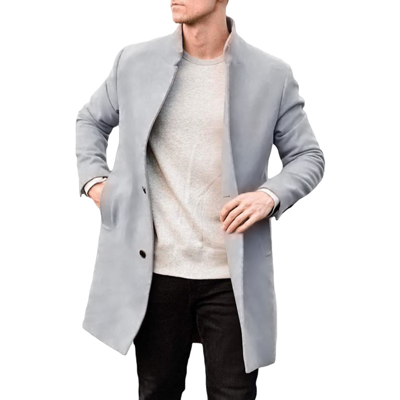 Men's Stand Collar Single Breasted Mid-length Coat 99356183Z