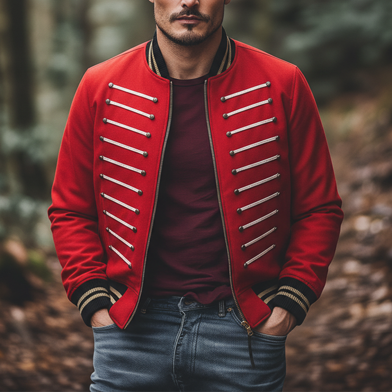 Men's Fashion Ribbed Baseball Collar Jacket MTA1773K5P