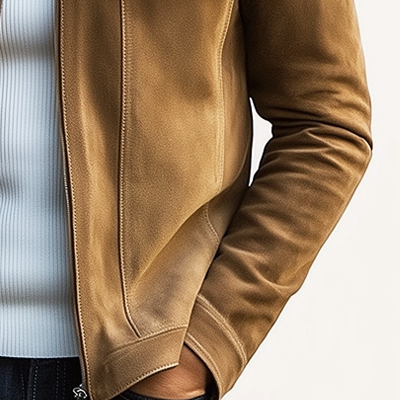 Men's Classic Suede Zipper Lapel Jacket MTA0145I9U