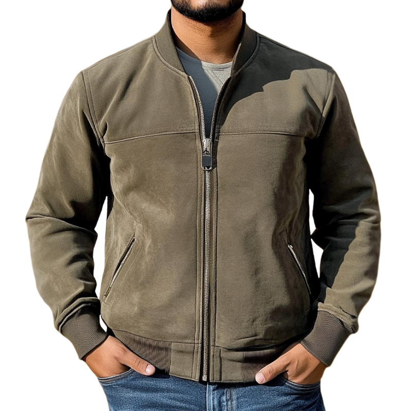 Men's Casual Baseball Collar Zip-Up Jacket MTA2508H2X