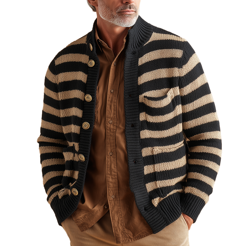 Men's Winter Fashion Striped Knitted Cardigan MTA0182I5P