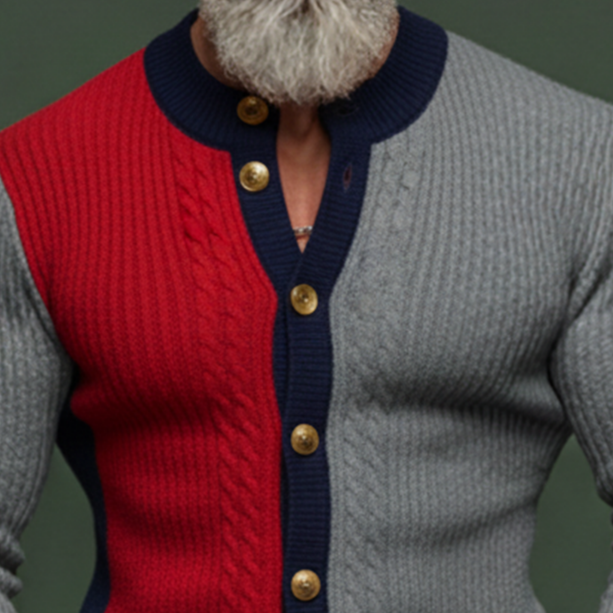 Men's Casual And Stylish Color-blocked Knitted Slim-fit Cardigan Sweater MTA1569K2K