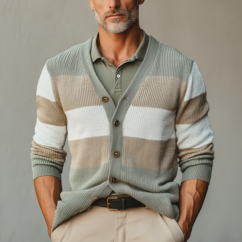 Men's Autumn Fashion Striped Thin Sweater Cardigan MTA1659I9P