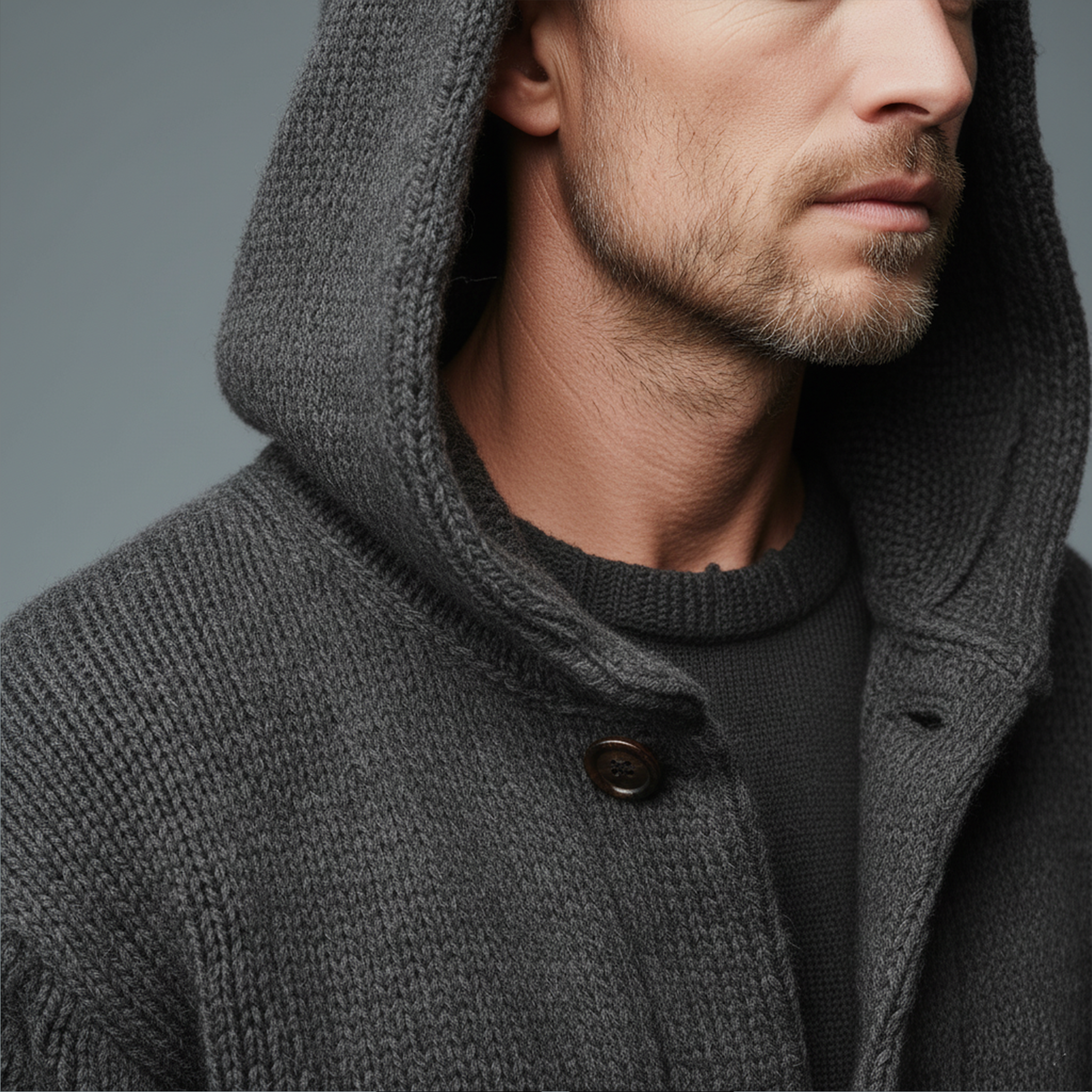 Men's Classic Casual Hooded Pocket Jacquard Knit Cardigan MTA2370I1K