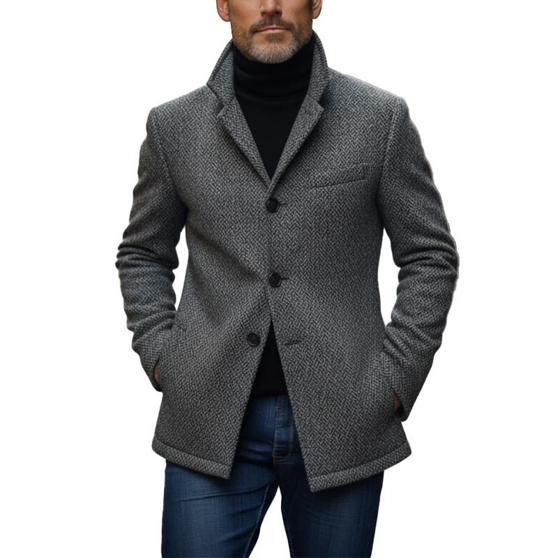Men's Winter Retro Herringbone Faux Wool Jacket MTA0443K2P