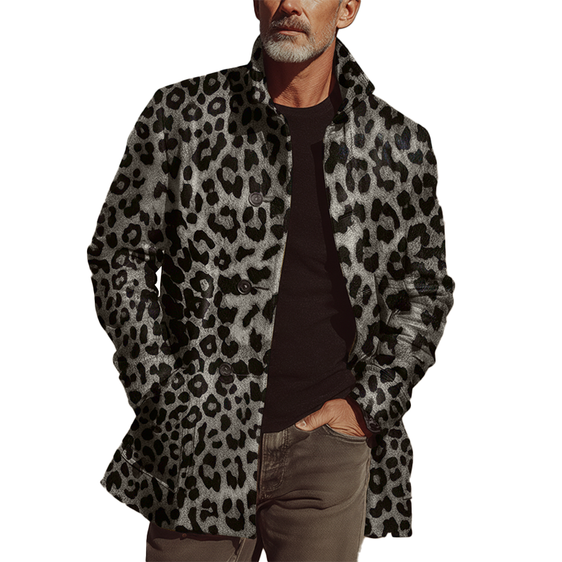 Men's Autumn And Winter Fashionable Leopard Print PU Leather Jacket (lined) MTA1949I9P